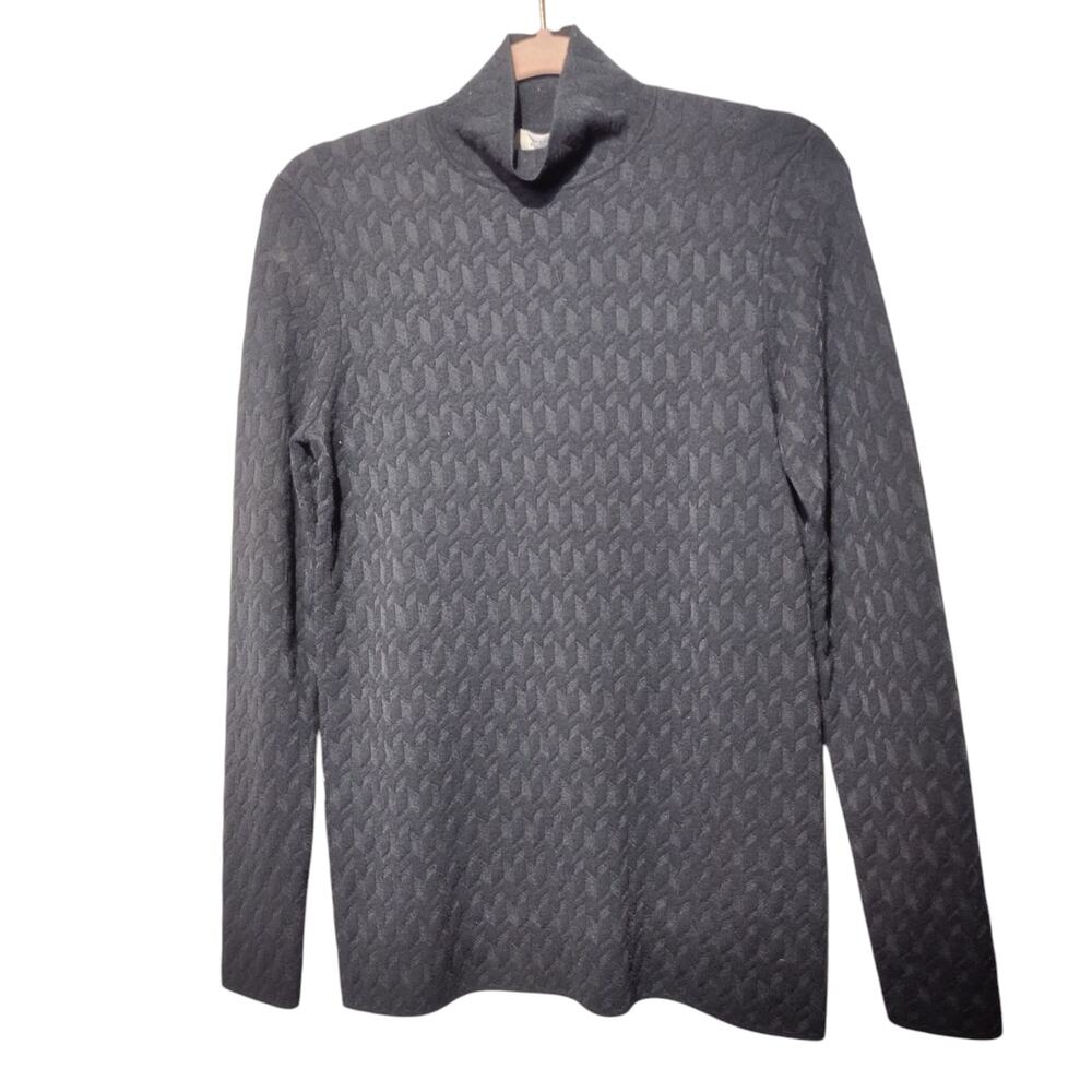 Dorothee Schumacher Women's Sz 3 (US M) Black Textured Turtleneck Sweater